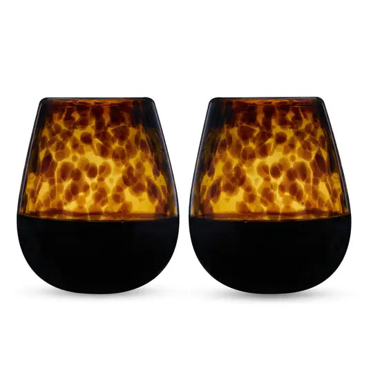 Gold Leopard Stemless Wine Glass