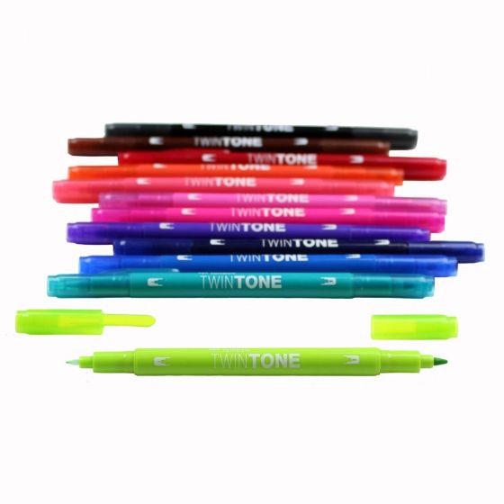 TwinTone 12-Pack Pastel Marker Set, Double-Sided Markers