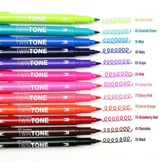 TwinTone 12-Pack Pastel Marker Set, Double-Sided Markers