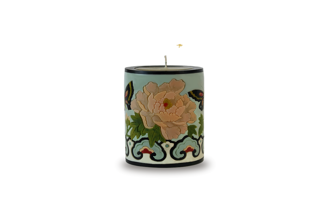 Peony &amp; Butterfly Illuminated Candle