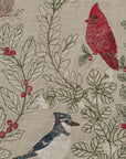 Winter Birds Embroidered Linen Table Runner