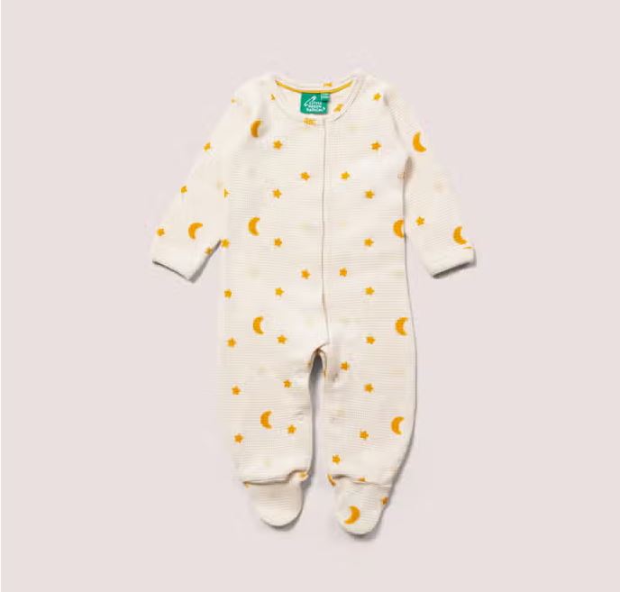 Cream Waffle Stars Organic Babygrow