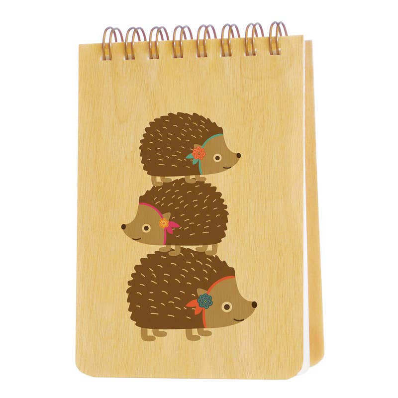 Stacked Hedgehogs Wood MiniNotepad