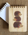 Stacked Hedgehogs Wood MiniNotepad