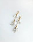 Double Long White Fringe Earrings