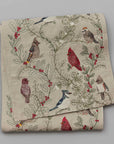 Winter Birds Embroidered Linen Table Runner