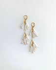 Double Long White Fringe Earrings