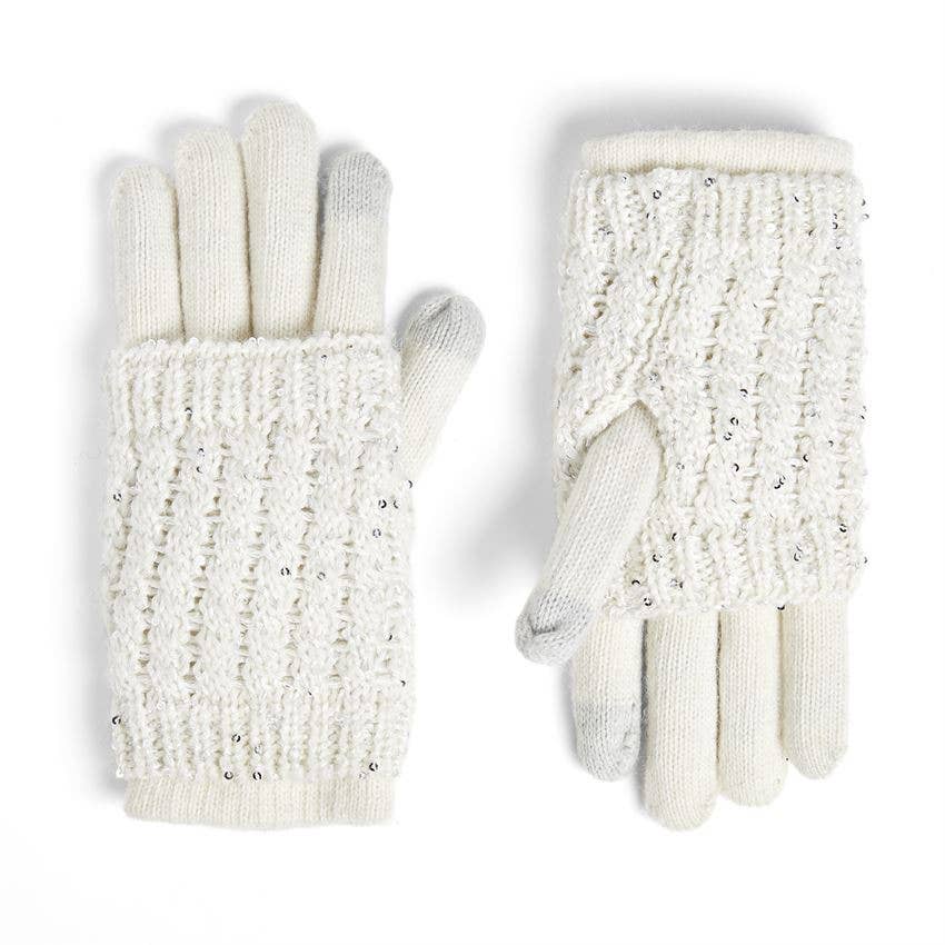 Convertible Touchscreen Gloves - White